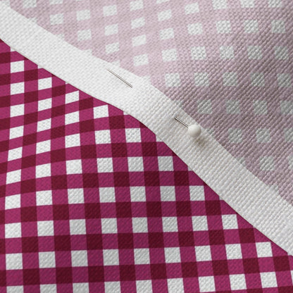 Gingham Style Bubble Gum Small Bias Printed Fabric