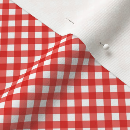 Gingham Style Coral Small Bias Printed Fabric