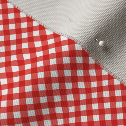Gingham Style Coral Small Bias Printed Fabric