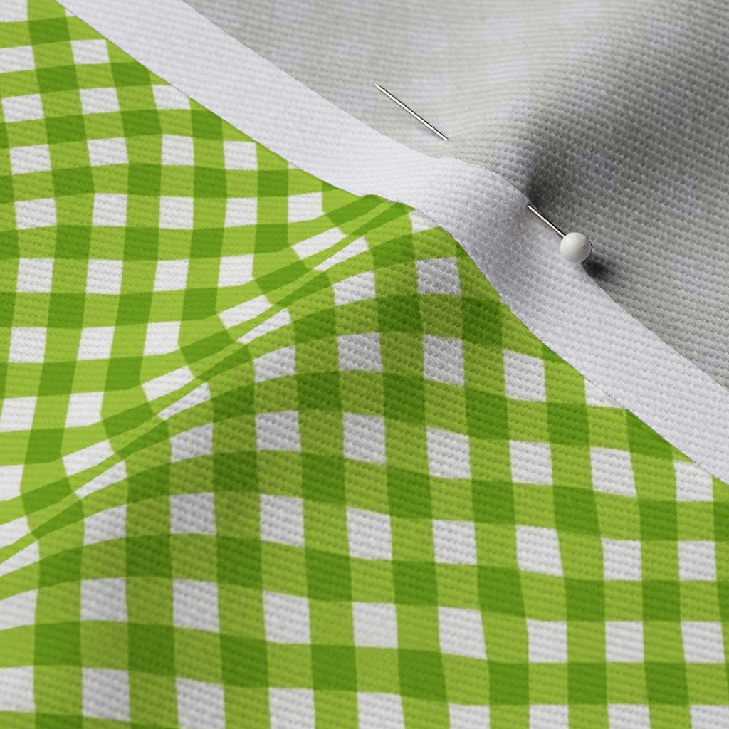 Gingham Style Lime Small Bias Printed Fabric
