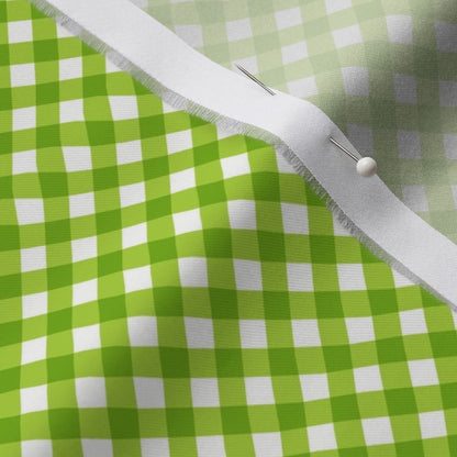 Gingham Style Lime Small Bias Printed Fabric