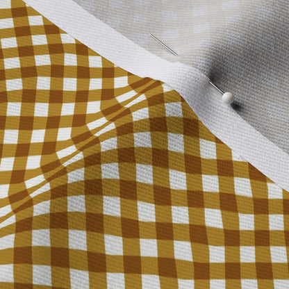 Gingham Style Mustard Small Bias Printed Fabric
