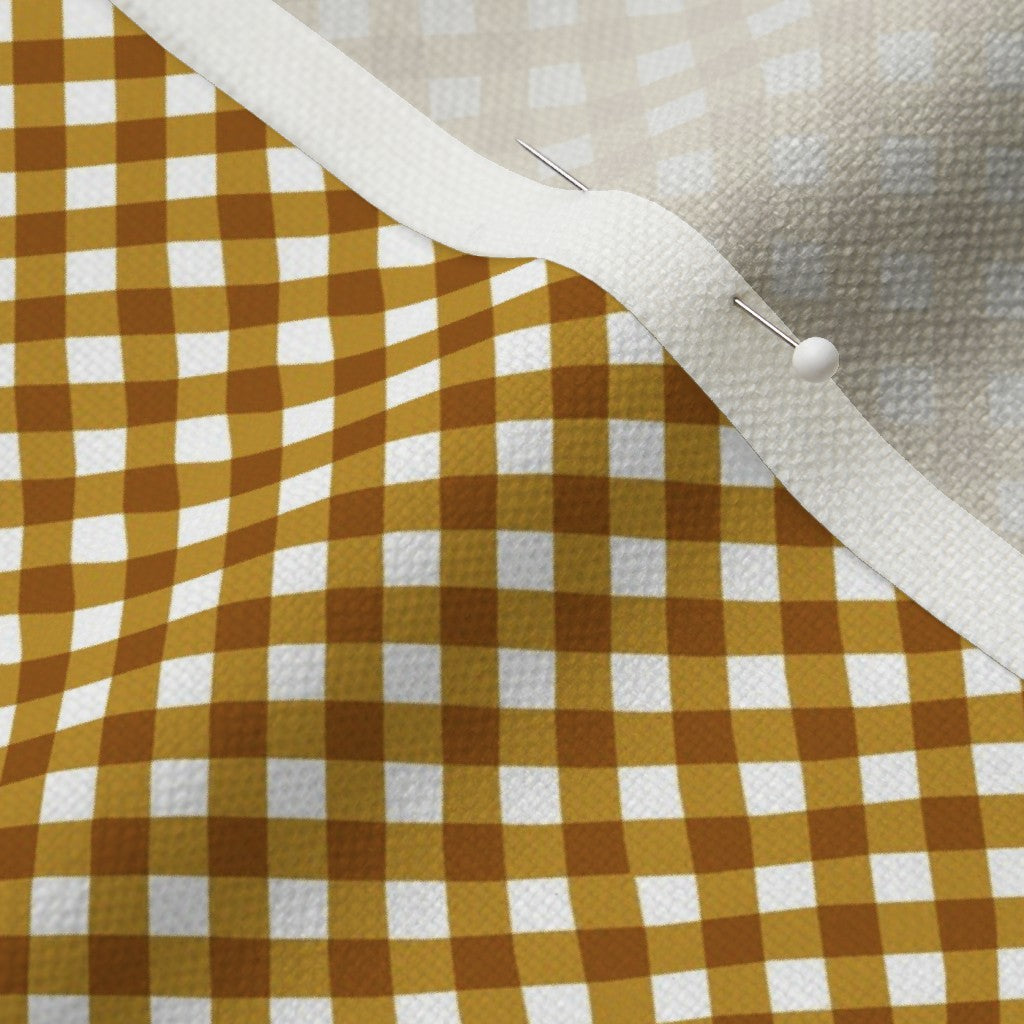 Gingham Style Mustard Small Bias Printed Fabric