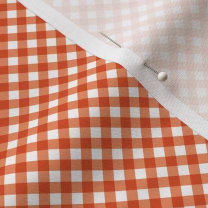 Gingham Style Peach Small Bias Printed Fabric