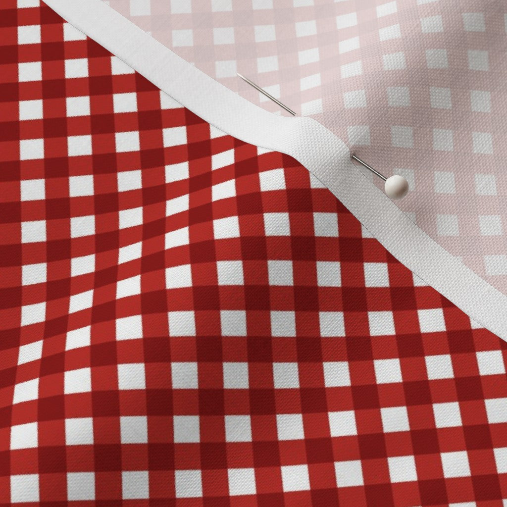 Gingham Style Poppy Red Small Bias Printed Fabric