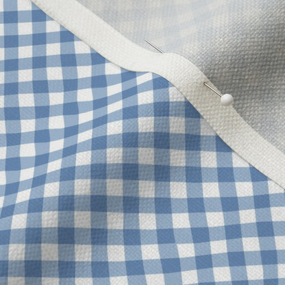 Gingham Style Sky Blue Small Bias Printed Fabric