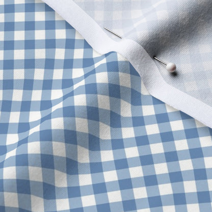Gingham Style Sky Blue Small Bias Printed Fabric
