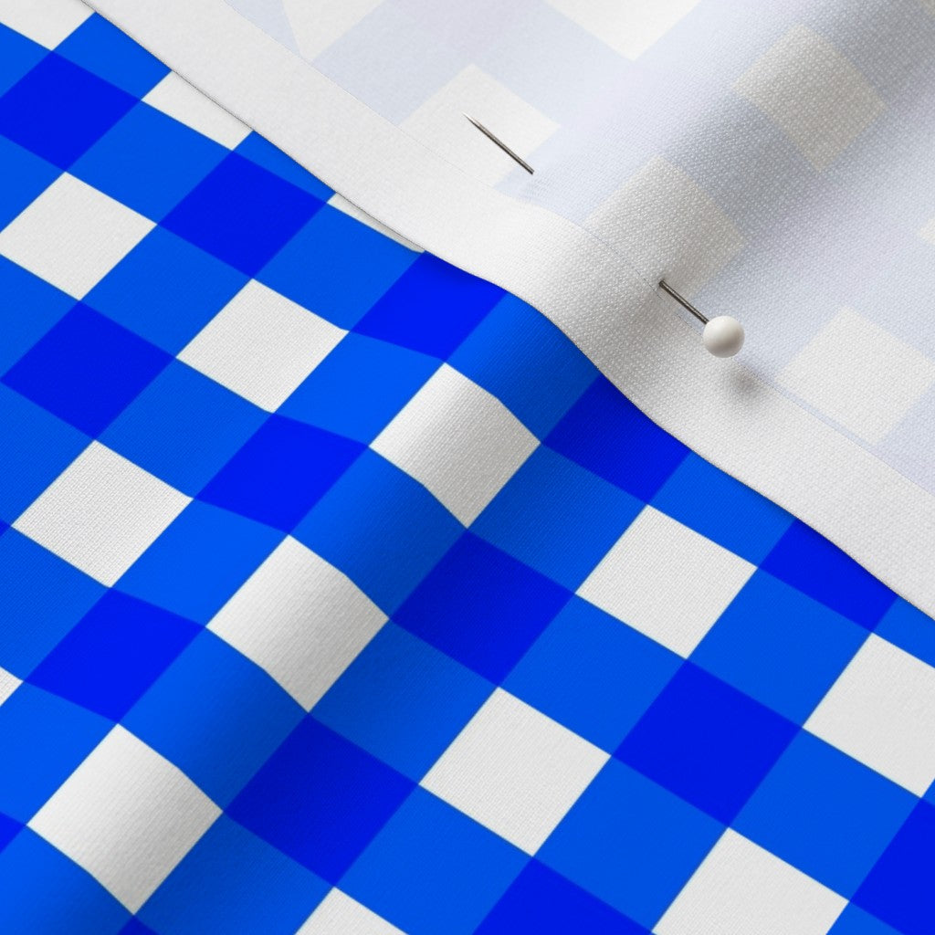 Gingham Style Cobalt Large Straight Printed Fabric