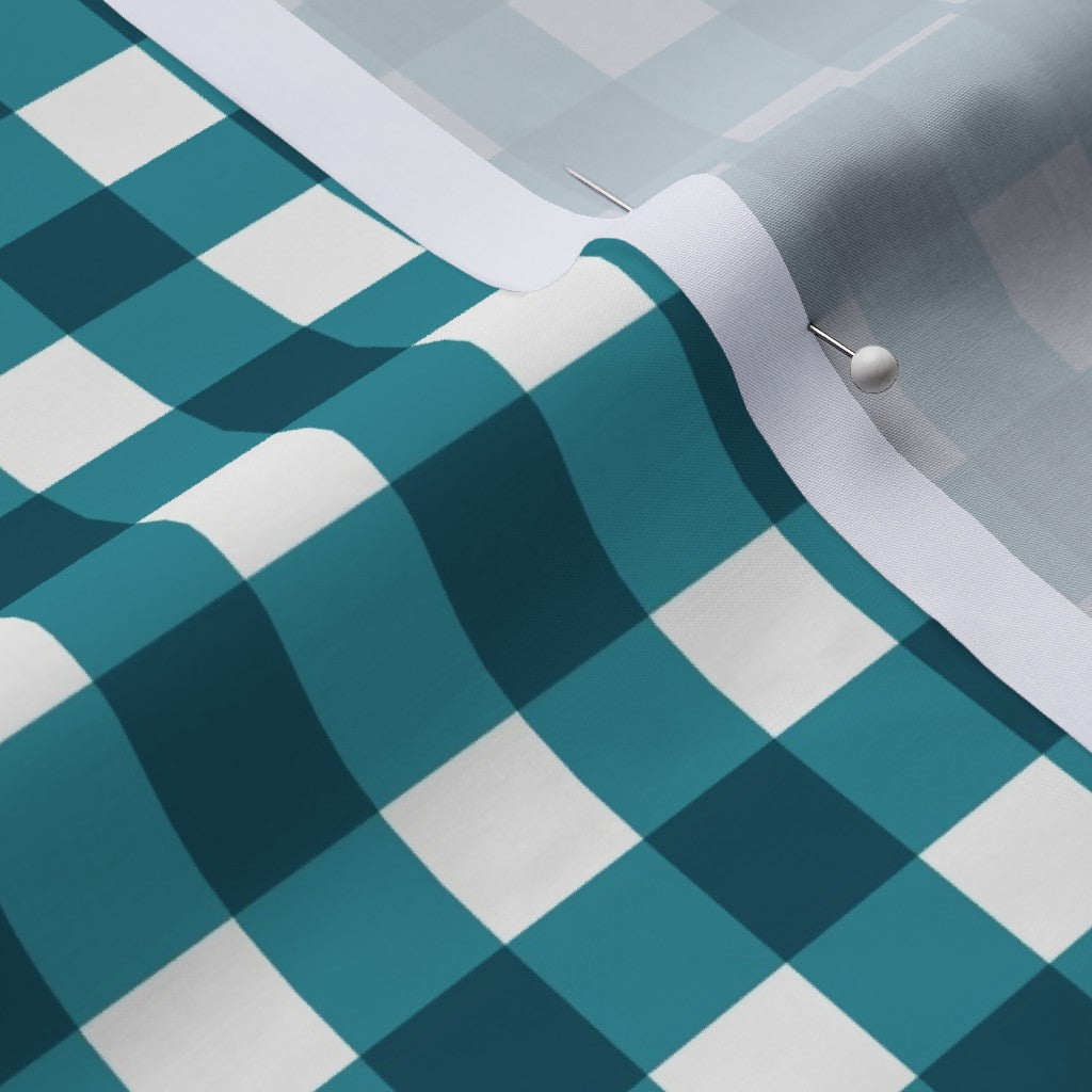 Gingham Style Lagoon Large Straight Printed Fabric