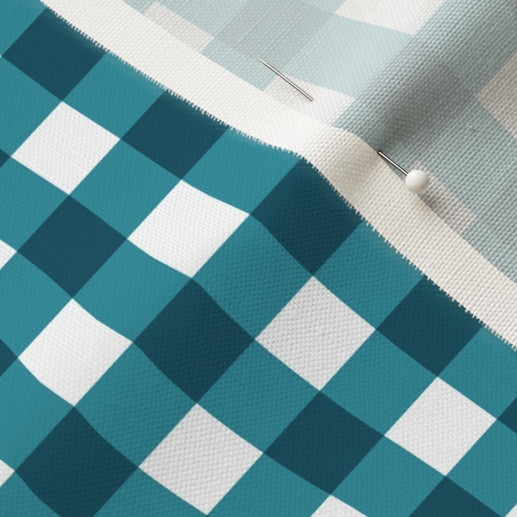 Gingham Style Lagoon Large Straight Printed Fabric