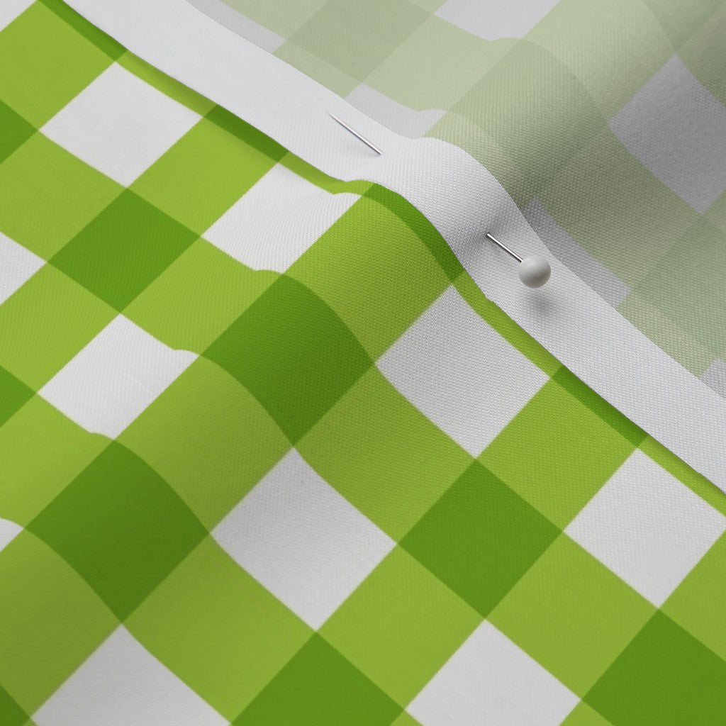Gingham Style Lime Large Straight Printed Fabric
