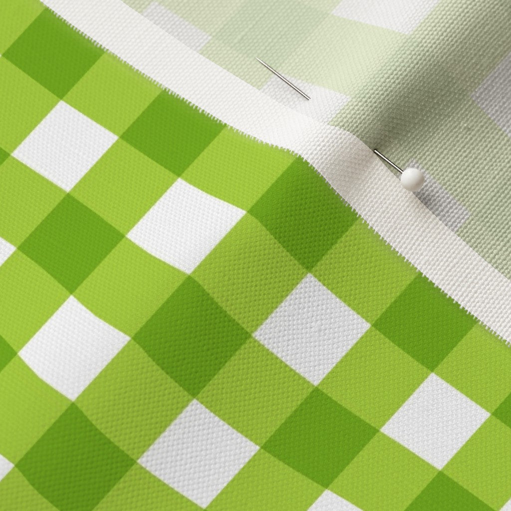Gingham Style Lime Large Straight Printed Fabric