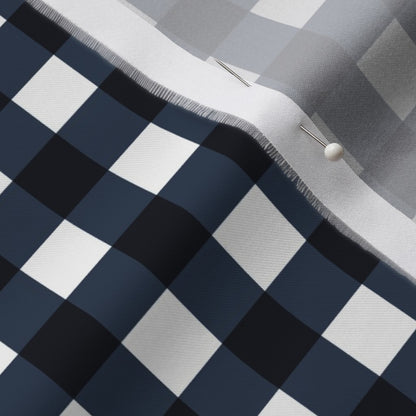 Gingham Style Navy Large Straight Printed Fabric