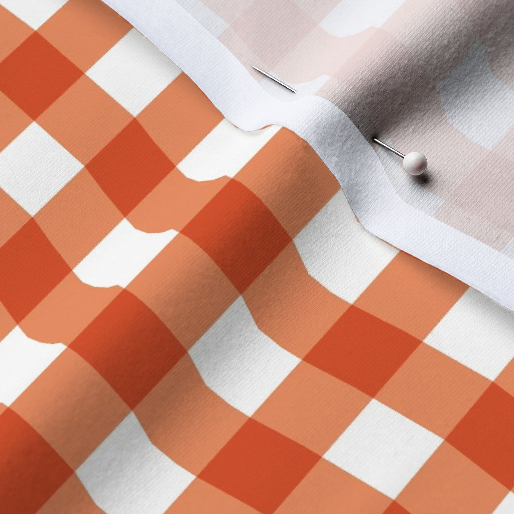 Gingham Style Peach Large Straight Printed Fabric