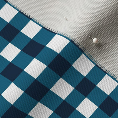 Gingham Style Peacock Large Straight Printed Fabric