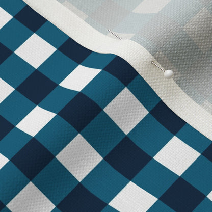Gingham Style Peacock Large Straight Printed Fabric