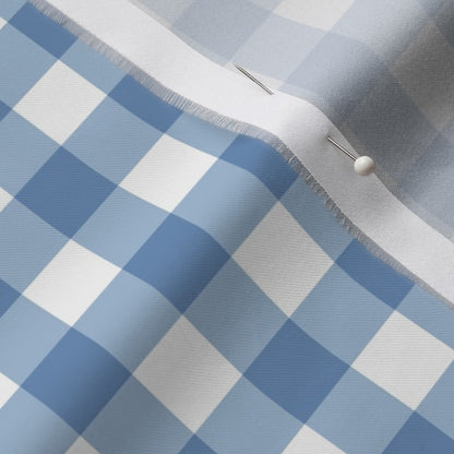 Gingham Style Sky Blue Large Straight Printed Fabric