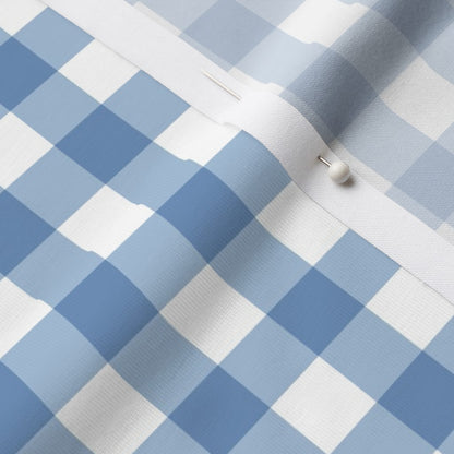 Gingham Style Sky Blue Large Straight Printed Fabric