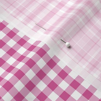 Gingham Style Barbiecore Small Straight Printed Fabric