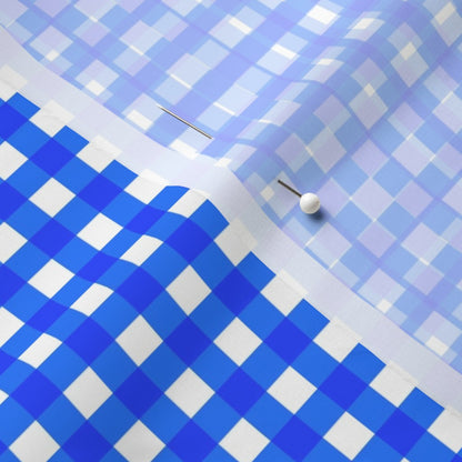 Gingham Style Cobalt Small Straight Printed Fabric