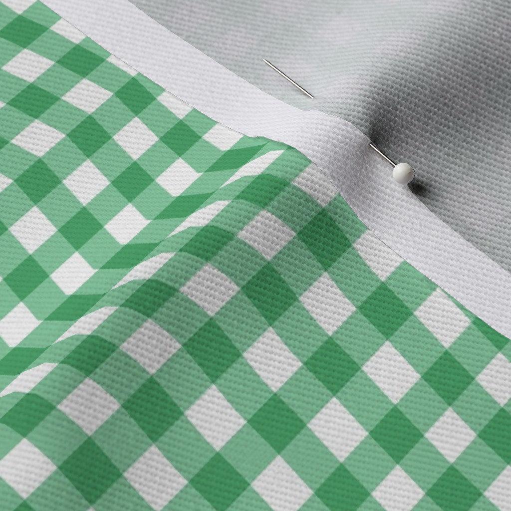 Gingham Style Jade Small Straight Printed Fabric
