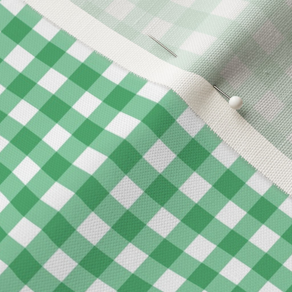 Gingham Style Jade Small Straight Printed Fabric