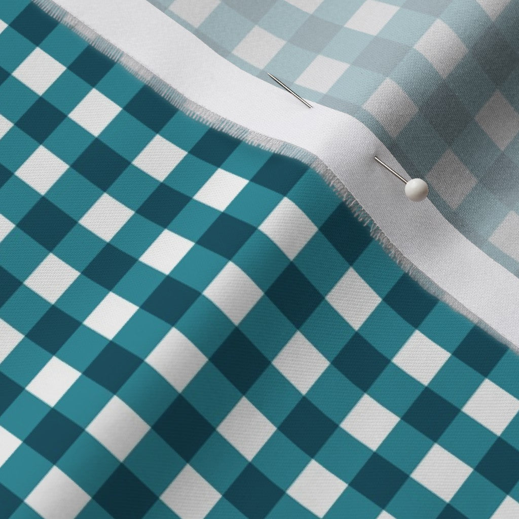 Gingham Style Lagoon Small Straight Printed Fabric