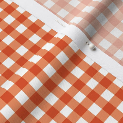 Gingham Style Peach Small Straight Fabric