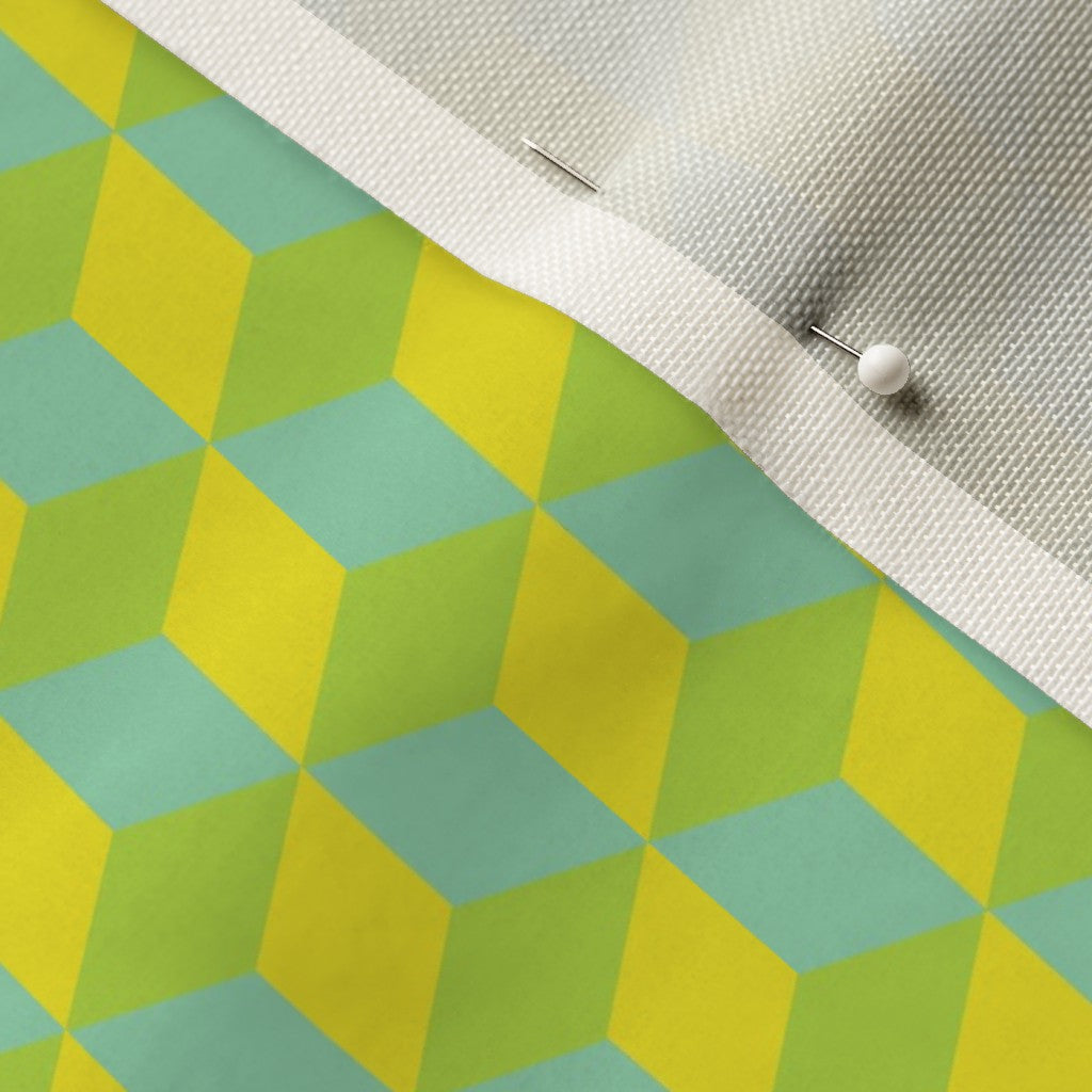 Tumbling Blocks: Jade, Lime, Lemon Lime Printed Fabric