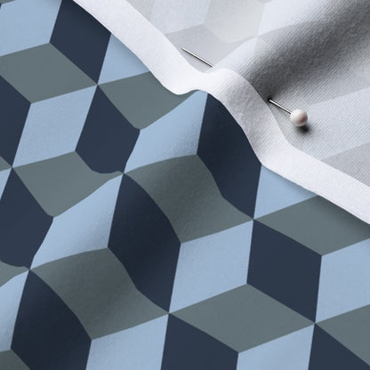 Tumbling Blocks: Sky Blue, Slate, Navy Printed Fabric