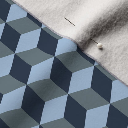 Tumbling Blocks: Sky Blue, Slate, Navy Fabric
