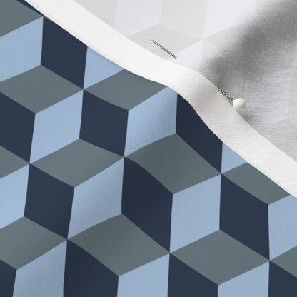 Tumbling Blocks: Sky Blue, Slate, Navy Fabric