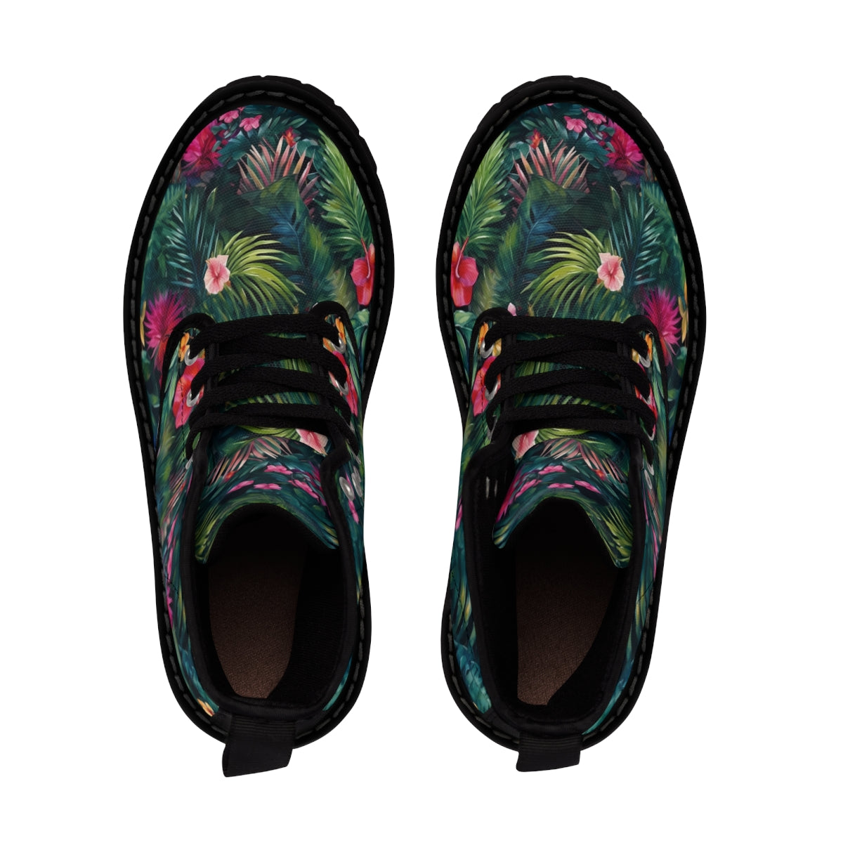 Watercolor Tropical Jungle (Dark 1) Women's Canvas Boots by Studio Ten Design