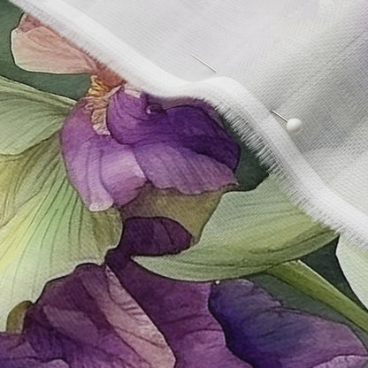 Twilight Symphony Watercolor Iris Organic Sweet Pea Gauze Printed Fabric by Studio Ten Design