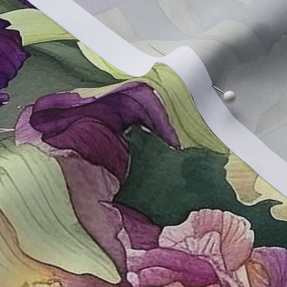 Twilight Symphony Watercolor Iris Cotton Lawn Printed Fabric by Studio Ten Design