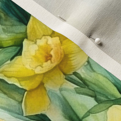 Golden Meadows Watercolor Daffodils Printed Fabric