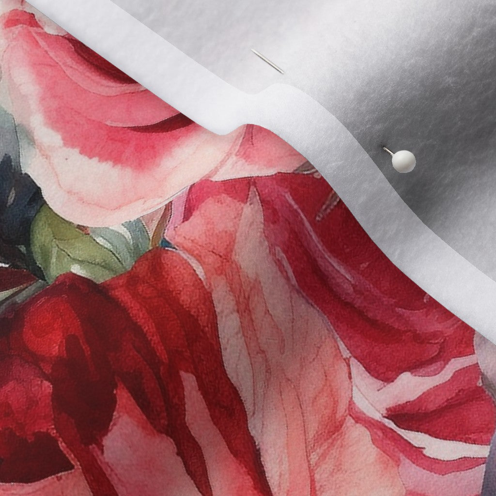 Cherry Parfait Watercolor Roses Printed Fabric