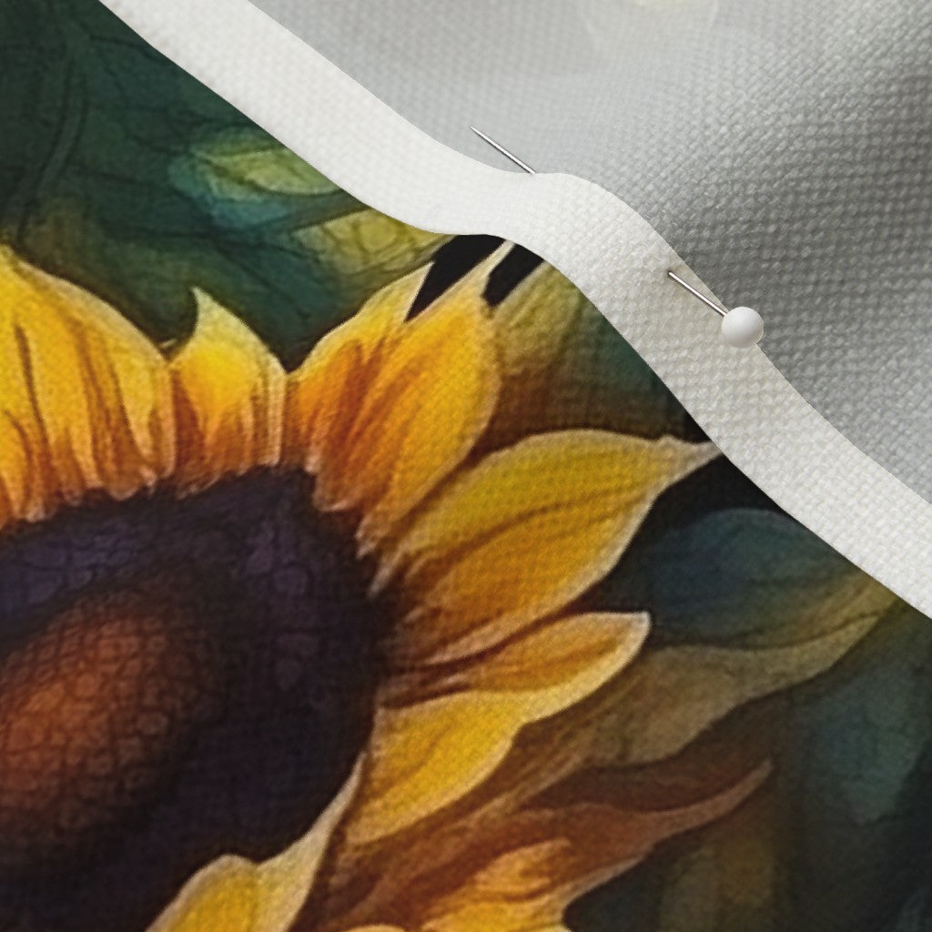 Watercolor Sunflowers (Dark) Fabric