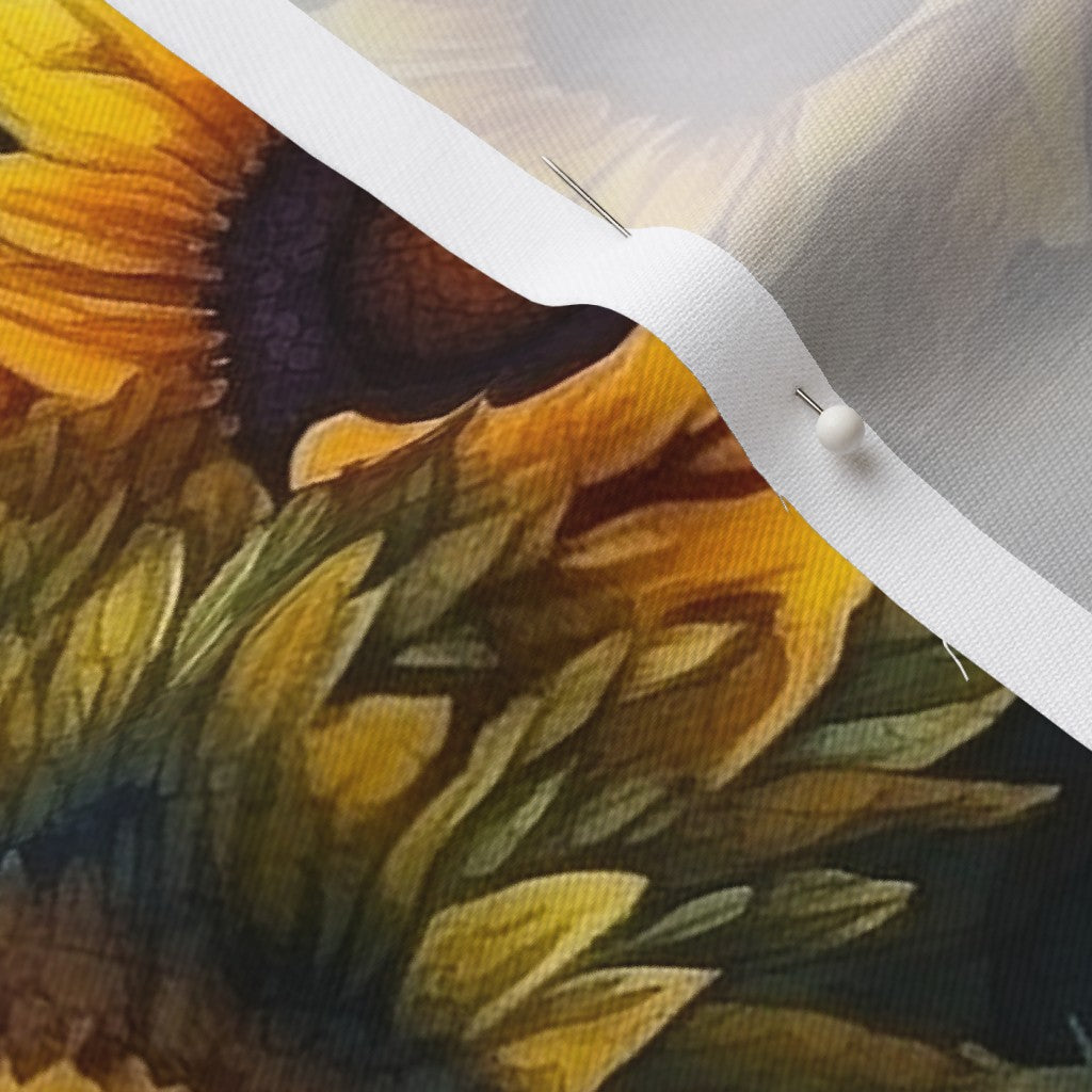 Watercolor Sunflowers (Dark) Fabric