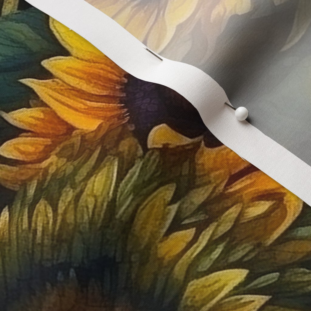 Watercolor Sunflowers (Dark) Printed Fabric