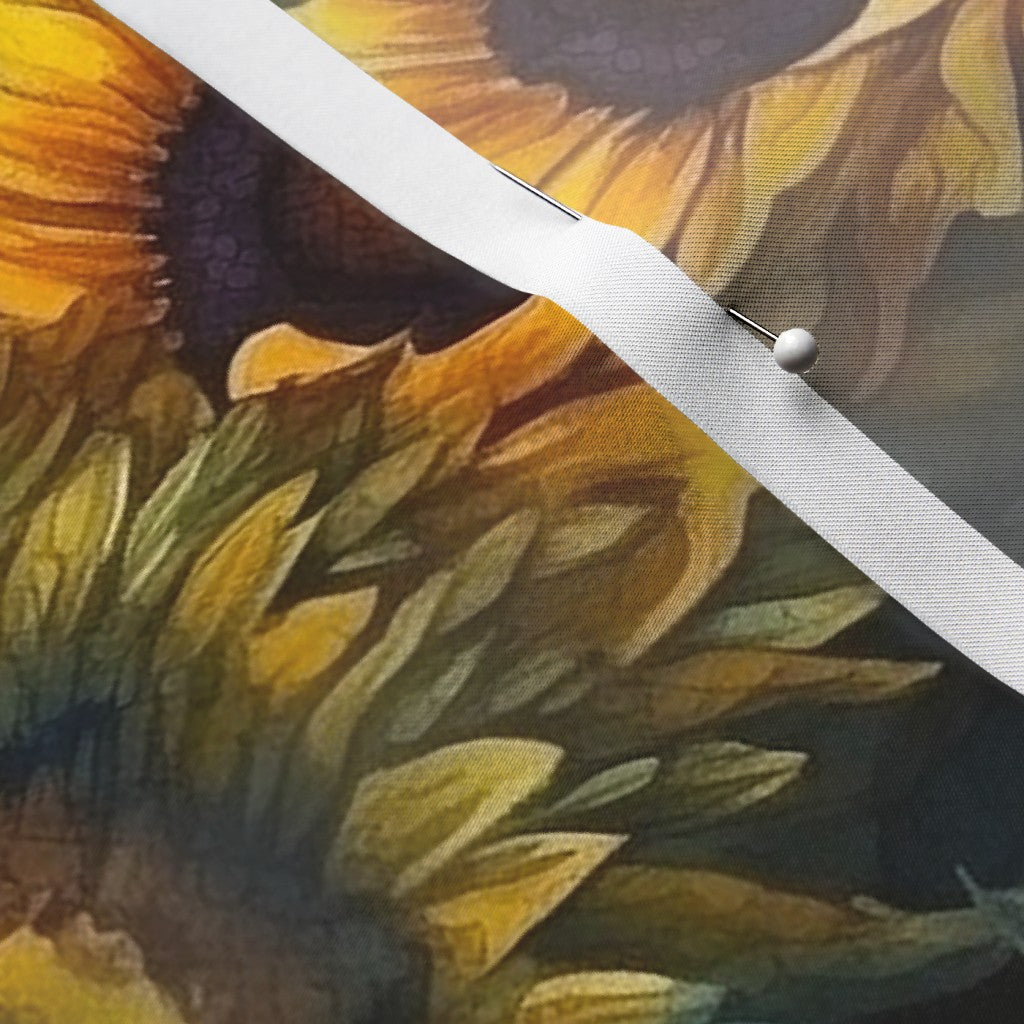 Watercolor Sunflowers (Dark) Printed Fabric