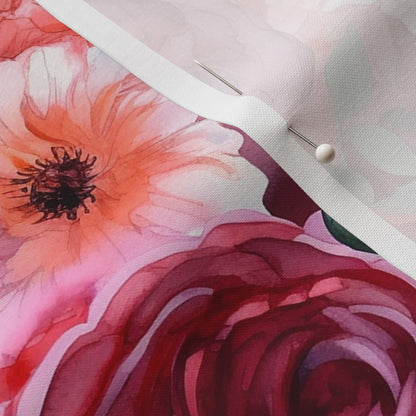 Sweet Promise Watercolor Roses Printed Fabric