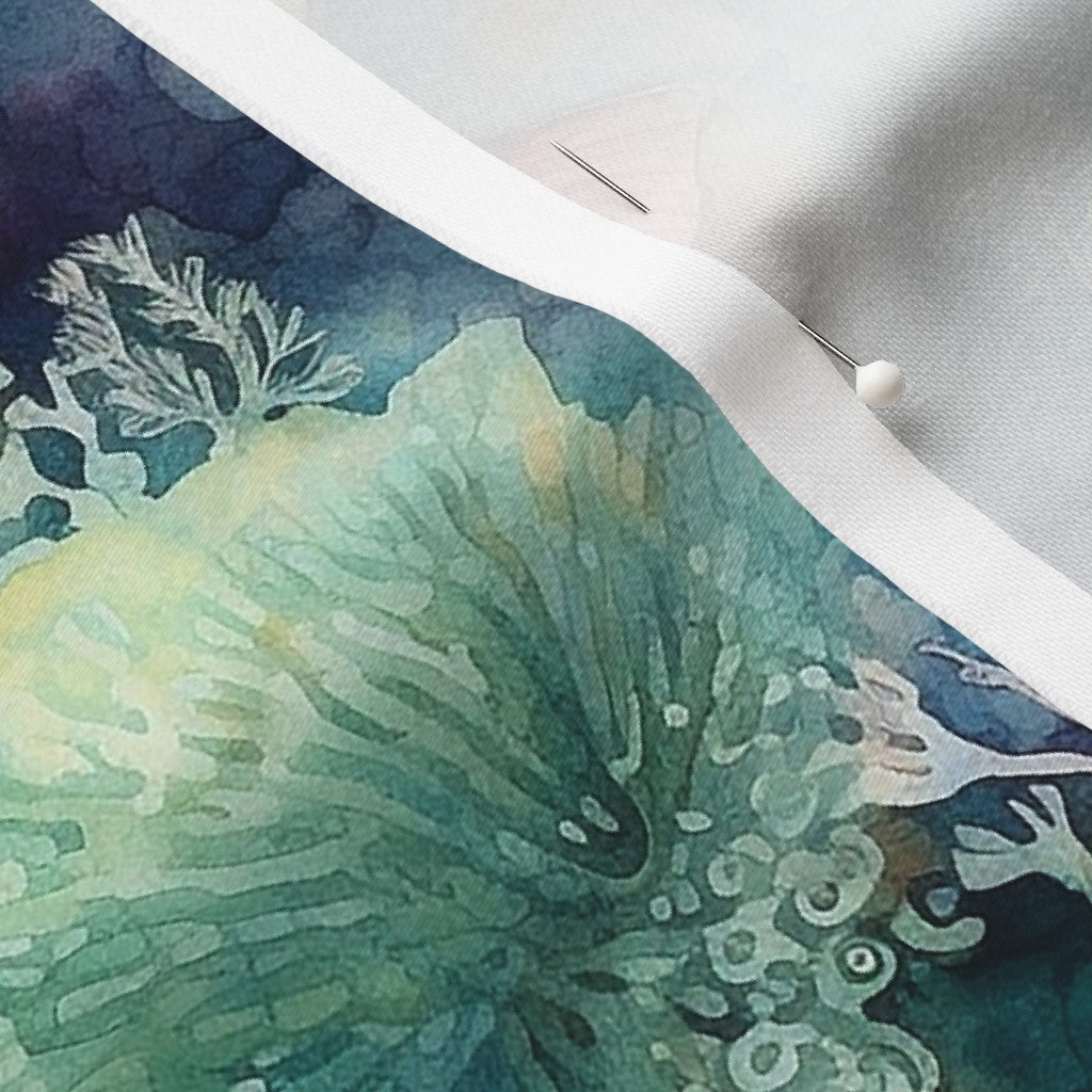 Watercolor Coral Reef (Dark) Printed Fabric