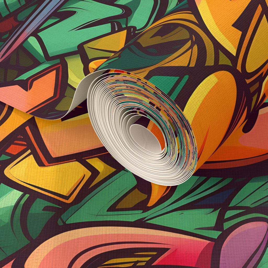 Graffiti Wildstyle (Vivid) Grasscloth Wallpaper by Studio Ten Design