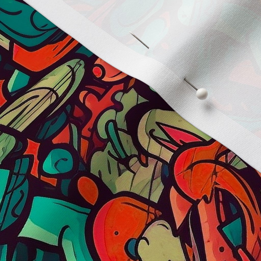 Graffiti Wildstyle (Red & Cyan) Sport Lycra Printed Fabric by Studio Ten Design