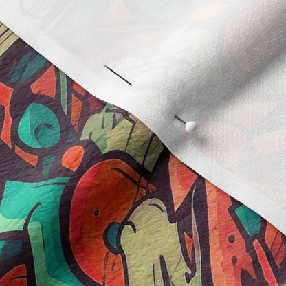 Graffiti Wildstyle (Red & Cyan) Minky Printed Fabric by Studio Ten Design