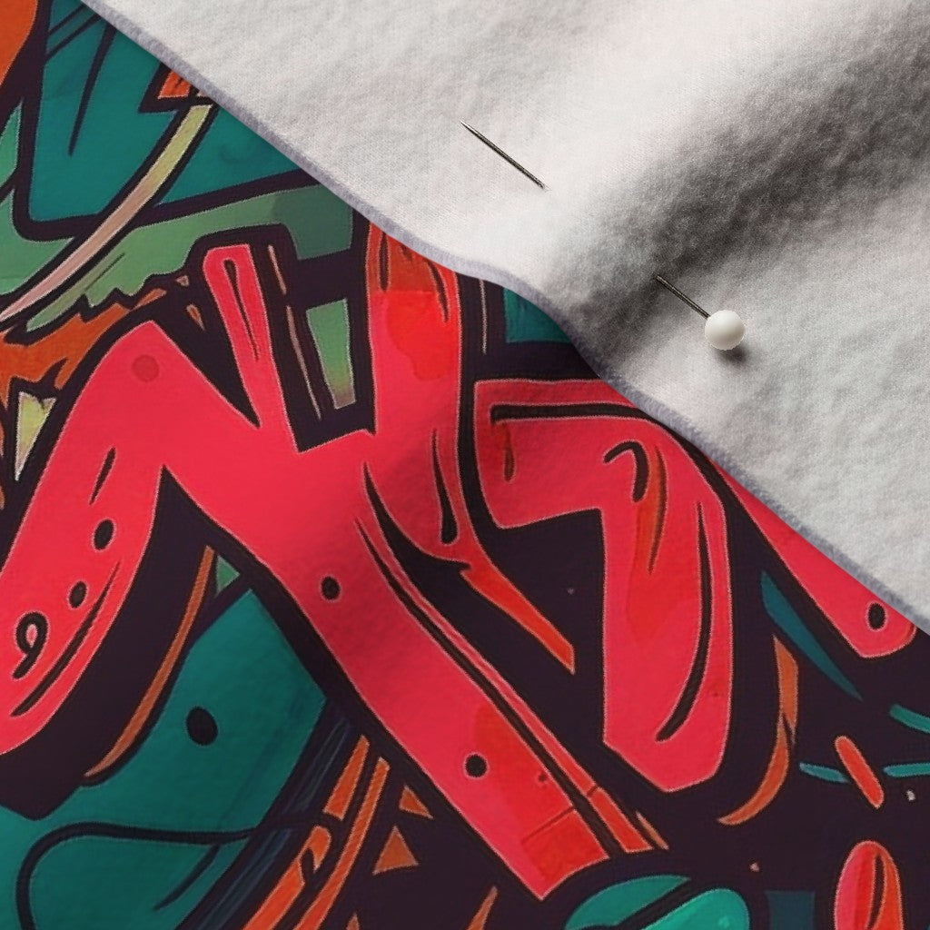 Graffiti Wildstyle (Red & Cyan) Performance Velvet Printed Fabric by Studio Ten Design