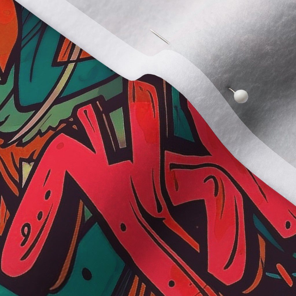 Graffiti Wildstyle (Red & Cyan) Polartec® Fleece Printed Fabric by Studio Ten Design