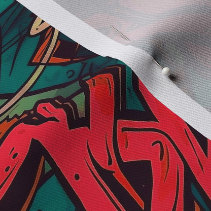 Graffiti Wildstyle (Red & Cyan) Dogwood Denim Printed Fabric by Studio Ten Design