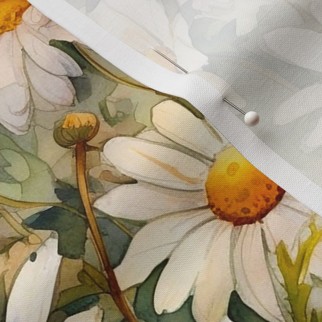 Watercolor Daisies (Light) Printed Fabric